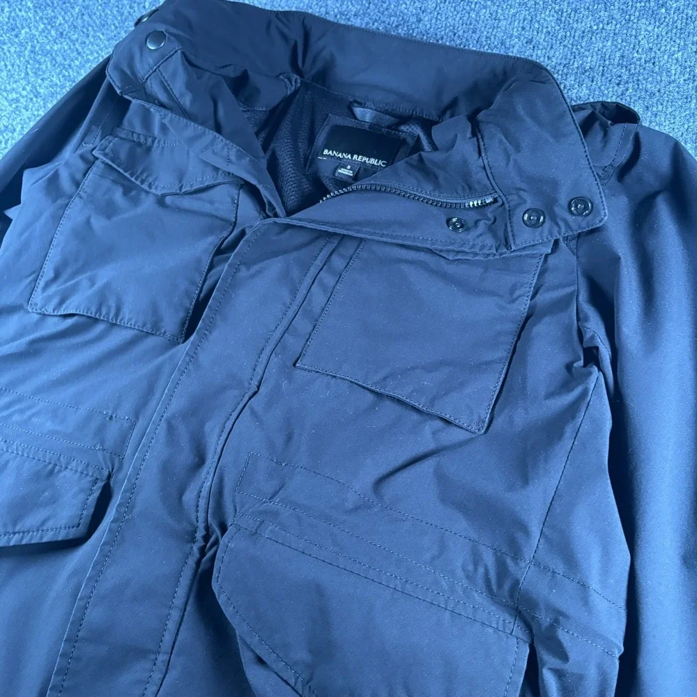 Banana Republic Motion-Tech Jacket Men Small Black Field Water Repellent Stretch
